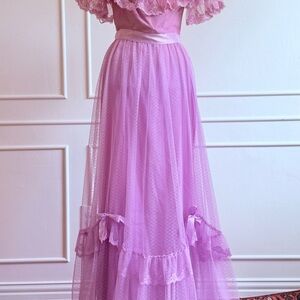 Vintage JCPenney Lilac Lace Evening Gown | Vintage Prom Dress | French Dress